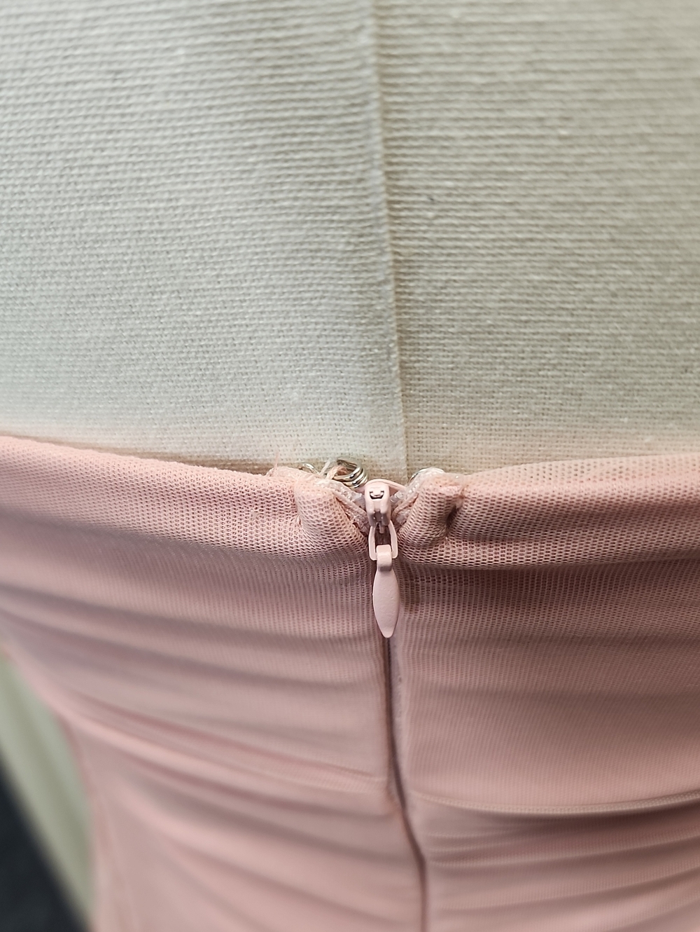 Blue Blush Pink Ruched Tie Shoulder Mini Dress Size Medium - Picture 9 of 11